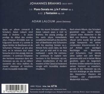 CD Johannes Brahms: Piano Sonatas, op. 5 / 7 Fantasien, op. 116