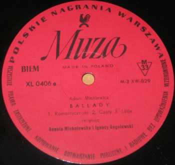 LP Adam Mickiewicz: Ballady