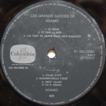 LP Adamo: Les Grands Succès De Adamo Vol. 2