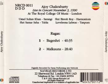CD Ajoy Chakrabarty: Live In Concert, November 3, 1990, At The Royal College Of Music, London, Vol. 2