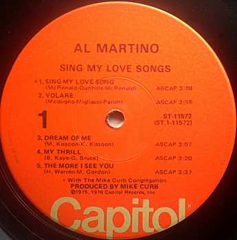 LP Al Martino: Sing My Love Songs