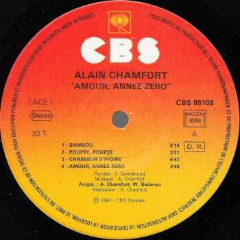 LP Alain Chamfort: Amour, Année Zéro