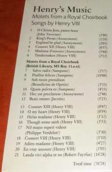 CD Andrew Lawrence-King: Henry's Music (Motets From A Royal Choirbook Songs By Henry VIII)