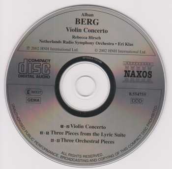 CD Alban Berg: Violin Concerto, Lyric Suite, Three Orchestral Pieces