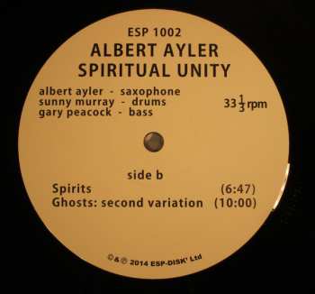 LP Albert Ayler Trio: Spiritual Unity LTD