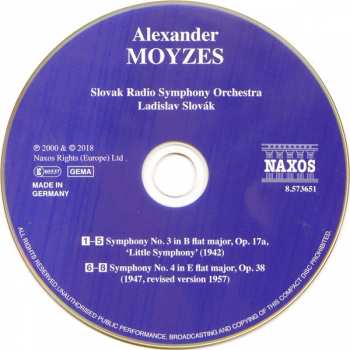 CD Alexander Moyzes: Symphonies Nos. 3 & 4