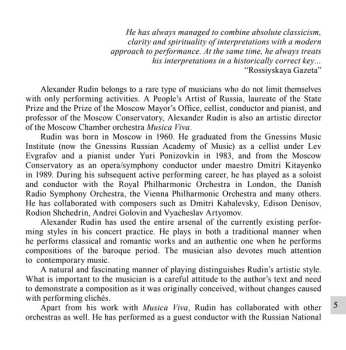 CD Alexander Rudin: Cello