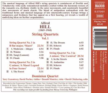 CD Alfred Hill: String Quartets Vol. 1