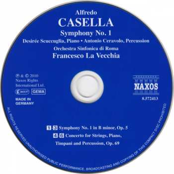CD Alfredo Casella: Symphony No. 1 / Concerto For Strings, Piano, Timpani And Percussion