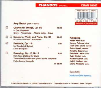 CD Amy Marcy Cheney Beach: Violin Sonata - Quartet For Strings in One Movement - Pastorale For Woodwind Quintet - Dreaming