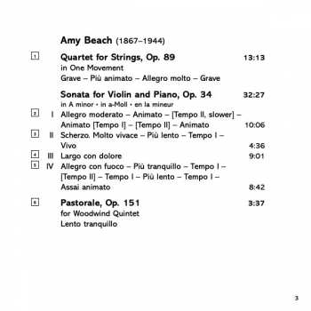CD Amy Marcy Cheney Beach: Violin Sonata - Quartet For Strings in One Movement - Pastorale For Woodwind Quintet - Dreaming