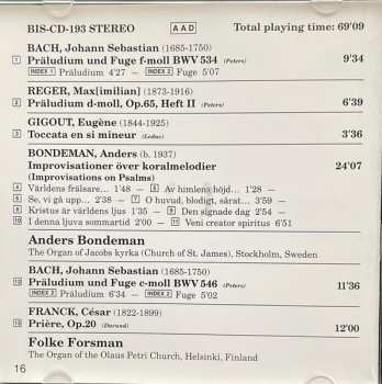 CD Anders Bondeman: Bach, Reger, Gigout Bondeman, Franck