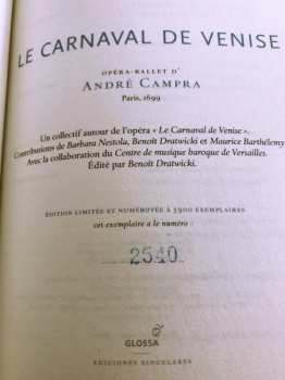 2CD Hervé Niquet: Le Carnaval de Venise (Opéra-Ballet. Paris, 1699) LTD | NUM