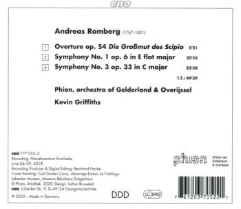 CD Andreas Romberg: Symphonies 1 & 3 / Overture Die Großmut Des Scipio