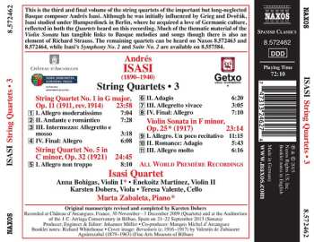 CD Andres Isasi: String Quartets Nos. 1 And 5