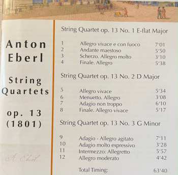 CD Anton Eberl: 3 String Quartets Op. 13