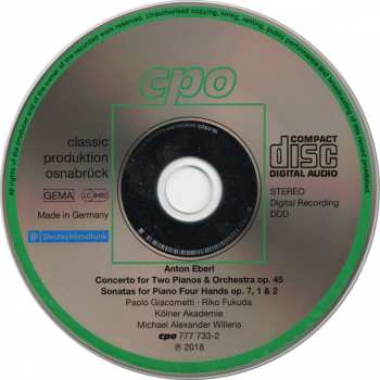 CD Kölner Akademie: Concerto For Two Pianos & Orchestra Op. 45 / Sonatas For Piano Four Hands