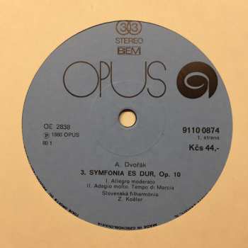 LP Antonín Dvořák: Opus 10- Symfónia 3 Es Dur