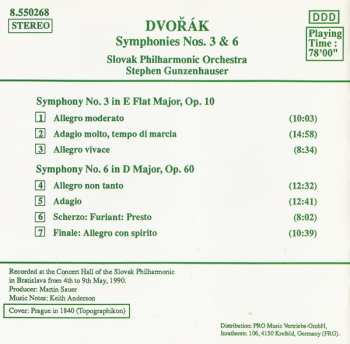 CD Antonín Dvořák: Symphonies No. 3, Op. 10 • No. 6, Op. 60