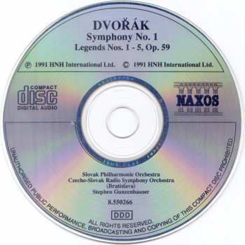 CD Antonín Dvořák: Symphony No. 1 • Legends Op.59 Nos. 1-5
