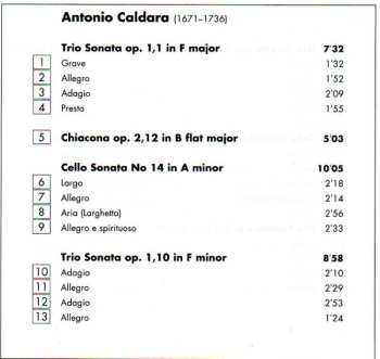 CD Antonio Caldara: Trio Sonatas - Cello Sonatas 