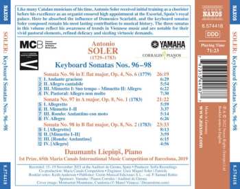 CD Padre Antonio Soler: Keyboard Sonatas Nos. 96 – 98