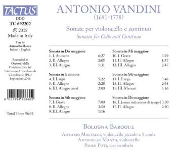 CD Antonio Vandini: Sonate Per Violoncello E Continuo