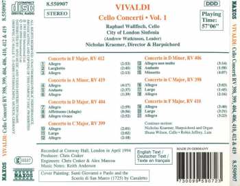 CD Antonio Vivaldi: Cello Concerti Vol. 1 - RV 398, 399, 404, 406, 410, 412 & 419
