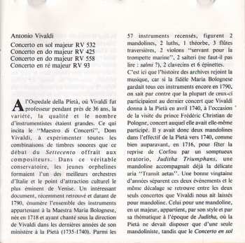 CD Antonio Vivaldi: Concerti Per Mandolini RV 93, 425, 532 & 558