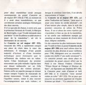 CD Antonio Vivaldi: Concerti Per Mandolini RV 93, 425, 532 & 558