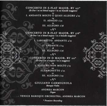 CD Antonio Vivaldi: Die Vier Jahreszeiten - 3 Konzerte Für Violine & Orchester (Ersteinspielung)