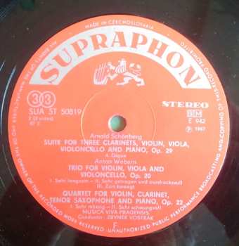 LP Arnold Schoenberg: Suite Op. 29 / Trio Op. 20 / Quartet Op. 22
