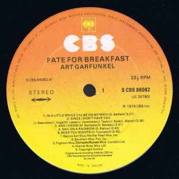LP Art Garfunkel: Fate For Breakfast