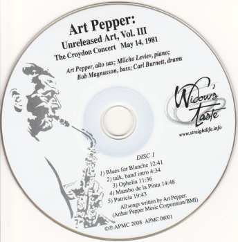 2CD Art Pepper: Unreleased Art, Vol. III The Croydon Concert May 14, 1981