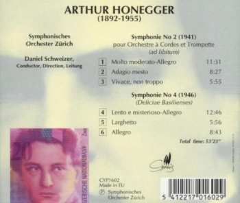 CD Arthur Honegger: Symphonie No 2 «Pour Cordes» / Symphonie No 4 «Deliciae Basilienses»