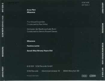 CD Arvo Pärt: Miserere