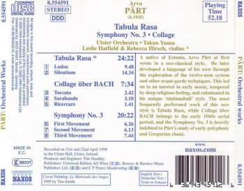CD Arvo Pärt: Orchestral Works: Tabula Rasa • Collage Über BACH • Symphony No. 3