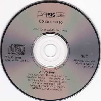 CD Arvo Pärt: Cello Concerto "Pro Et Contra" ■ Perpetuum Mobile ■ Symphony No. 1, "Polyphonic" ■ Symphony No. 2 ■ Symphony No. 3