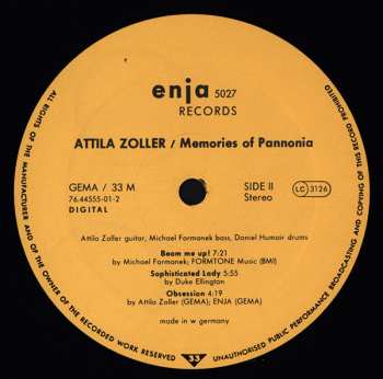 LP Attila Zoller: Memories Of Pannonia