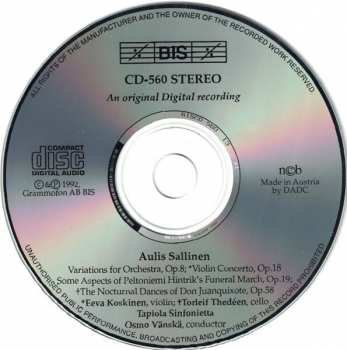 CD Aulis Sallinen: Variations For Orchestra / Violin Concerto / Some Aspects Of Peltoniemi Hintrik's Funeral March / The Nocturnal Dances Of Don Juanquixote