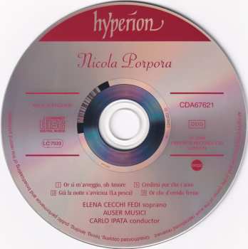 CD Carlo Ipata: Porpora: Or Sì M'Avveggio, Oh Amore - Cantatas for soprano