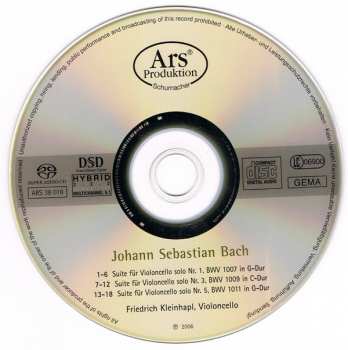 SACD Johann Sebastian Bach: Suites For Cello Solo 1, 3 And 5