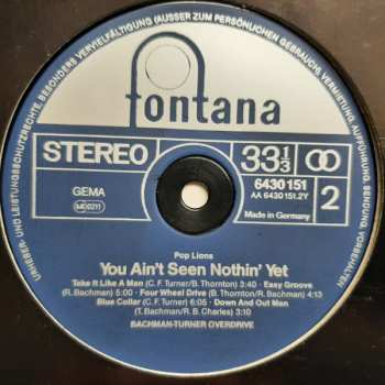 LP Bachman-Turner Overdrive: You Ain't Seen Nothin' Yet