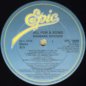 LP Barbara Dickson: All For A Song
