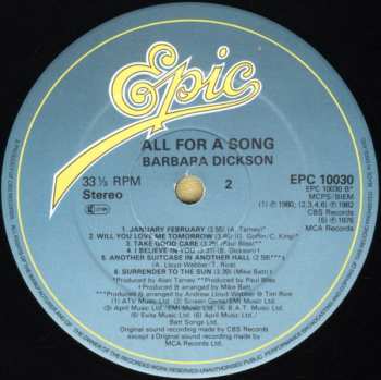 LP Barbara Dickson: All For A Song