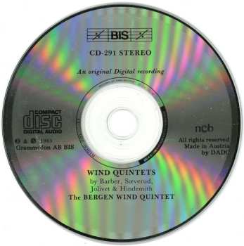 CD Paul Hindemith: Wind Quintets By Barber, Sæverud, Jolivet & Hindemith