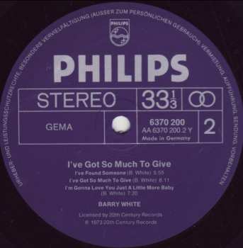 LP Barry White: I've Got So Much To Give