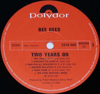 LP Bee Gees: 2 Years On