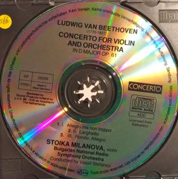 CD Ludwig van Beethoven: Concerto For Violin And Orchestra In D Major Op. 61
