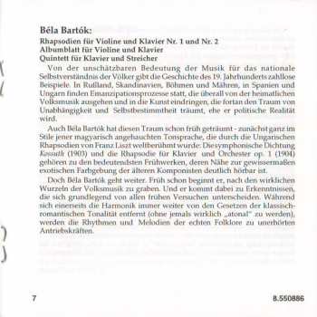 CD Béla Bartók: Rhapsodies Nos. 1 & 2 / Piano Quintet